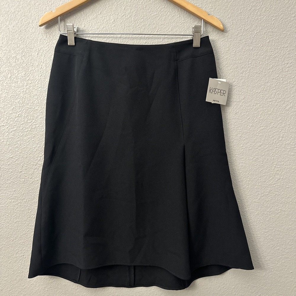NWT KASPER Women's Black Petite Solid Flare-Hem A-Line Skirt 4P Petite